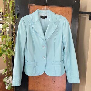 \id. Collection Aqua Blue Leather Blazer Jacket sz 4